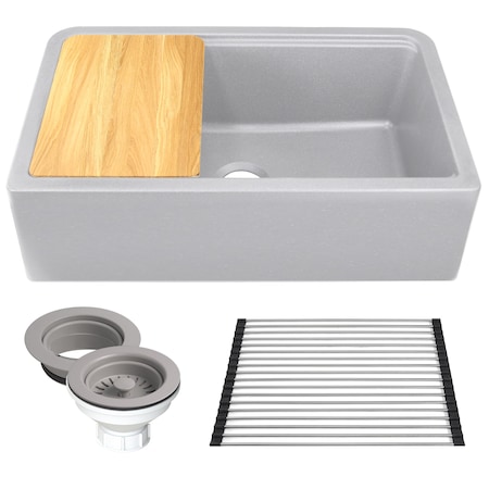 Nantucket Sinks 33-inch Reversible Workstation Granite Composite Apron Sink with Accessory Pack PR3320-APS-G